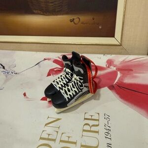 Kids Black and White Ice Hockey Skate Ornament